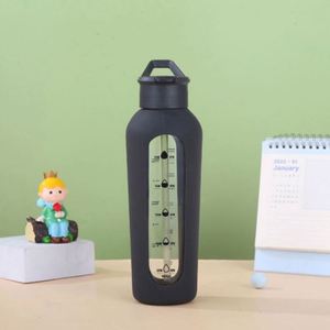 Botella de Agua Deportiva de Vidrio con Diseño Único y Motivacional, con Pajita, Libre de BPA, con Temporizador, Funda Protectora de Silicona, Apta para Lavavajillas - Product Image 2