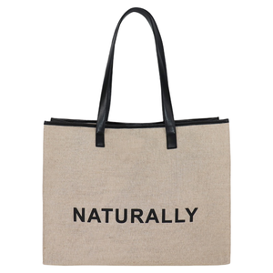 Naturally <b>Canvas</b> Tote <b>Bag</b> <b>Large</b> Size Letter Print Shopping <b>Bag</b> Shoulder Handle Daily Use - Product Image 1