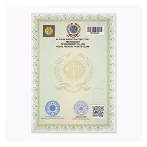 Certificado de Segurança Personalizado de Autenticidade com Laser Hot Stamping Anti-falsificação Rainbow Printing Certificate Paper