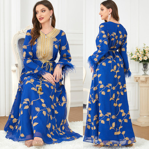 Z-6774 Nuovo Abito da Donna alla Moda con Maniche Lunghe e Collo a V Dorato, <span class=keywords><strong>Abbigliamento</strong></span> Tradizionale Musulmano - Product Image 4