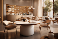 Meubles commerciaux de luxe modernes, ensemble table et chaises de salle à manger pour 4, 6 ou 8 personnes, structure en bois massif pour hôtels et restaurants