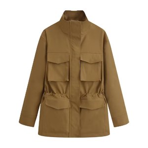 Nuovo Cappotto Lungo da <span class=keywords><strong>Donna</strong></span> Autunnale alla <span class=keywords><strong>Moda</strong></span> e Casual con Colletto Rialzato e Cerniera, Stile Retrò Chic a Maniche Lunghe - Product Image 1