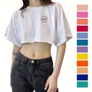 Camiseta corta de verano para bebé, camiseta Sexy fina en blanco, Camiseta 100% de algodón transpirable de alta calidad, camiseta lisa para mujer - Product Image 1