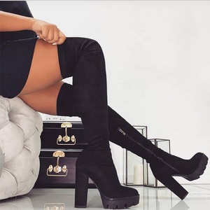 Women's OverKnee High Platform <b>Boots</b> High Chunky Heels <b>Boots</b> for Lady Winter Long Round Toe Thigh High <b>Boots</b> - Product Image 2