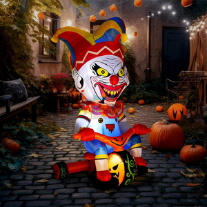 Blow up 4ft Halloween inflable payaso paseo <span class=keywords><strong>en</strong></span> <span class=keywords><strong>bicicleta</strong></span> con LEDs para el día al aire libre de la decoración de la fiesta muerta - Product Image 2