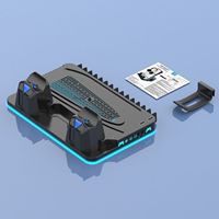 Station de charge pour console PS5 avec indicateur LED et 8 types d'effets d'éclairage RGB, contrôleur de charge