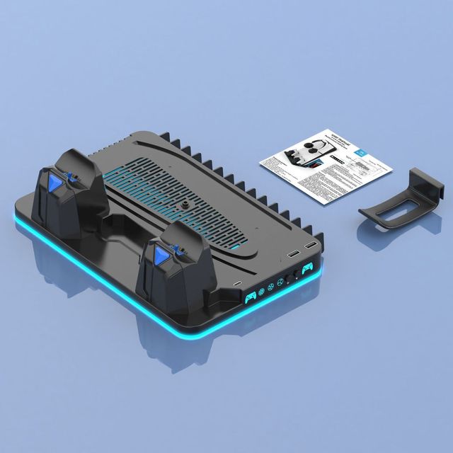 Charger With LED Indicator and 8 Types RGB Lighting Effects Controller Charging Station for PS5 Console Charging Dock