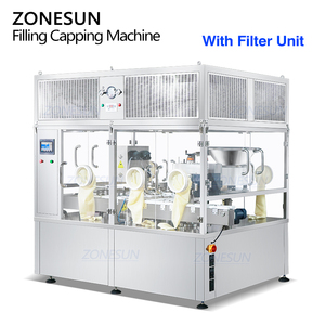 สายการผลิตบรรจุของเหลวลงขวดแก้วอัตโนมัติความเร็วสูง ZONESUN ZS-AFCL9 พร้อมฝาปิดและติดฉลาก พร้อมตู้ลามินาร์ฟลอว์ฮู้ด - Product Image 6