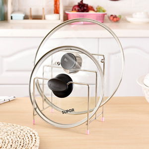 Support pour couvercles de casseroles Supor, rond en acier inoxydable avec support, organisateur de rangement pour cuisine - Product Image 2