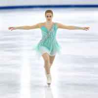 Robe de patinage artistique vert menthe pour enfants et adultes, col rond, manches longues en maille, dos orné de strass, pour compétition et spectacle de patinage sur glace