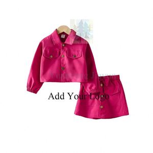 Set di <span class=keywords><strong>abbigliamento</strong></span> estivo per bambini con maniche in tinta unita giacca monopetto Set gonna per bambini piccoli - Product Image 3