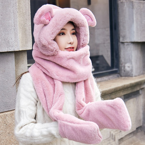 Écharpe d'épaississement de capuche pour femmes, écharpe de poche, chapeaux d'hiver à capuche, 3 pièces pour filles - Product Image 4