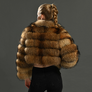 Cappotto di pelliccia di procione genuino delle donne su ordinazione di disegno della chiusura lampo delle signore su ordinazione della giacca di pelliccia di procione reale di inverno 100% femminile all'ingrosso - Product Image 2