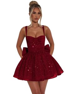 Abito in chiffon lucido 2025 Mini abito <span class=keywords><strong>da</strong></span> sera formale aderente a trapezio con papillon abito <span class=keywords><strong>da</strong></span> ballo corto - Product Image 2