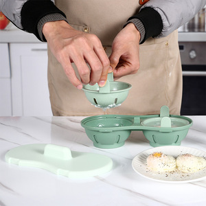 Utensilios de Cocina, Separador de Claras y Yemas de Huevo de Plástico de <span class=keywords><strong>Doble</strong></span> Capacidad, Vaporera, Cocedor para Microondas con Tapa - Product Image 3