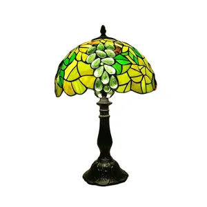 Stained Glass Grape Pattern Dinning Room Modern Hotel Luxury Decorative Table Lamp