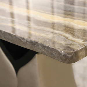 Mobilier de Restaurant Nordique Ensemble <span class=keywords><strong>Table</strong></span> en Bois Massif et 6 Chaises, Ensemble <span class=keywords><strong>Table</strong></span> à <span class=keywords><strong>Manger</strong></span> en <span class=keywords><strong>Marbre</strong></span> 8 Places - Product Image 3