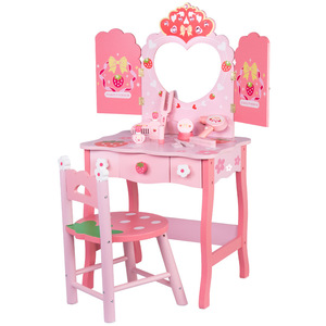 Toeletta in Legno da Principessa per Bambini con Portagioie, Set da Gioco per Travestimenti e Giochi di Ruolo - Product Image 1