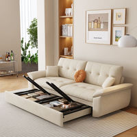 Canapé-lit moderne style crème avec rangement et haut-parleurs, convertible et extensible pour la maison