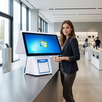 WUXIN Descuento Pantalla dual Monitor de pantalla táctil de 15,6 y 11,6 pulgadas POS Android Caja Registradora para tiendas de lavado de autos/Estudios de yoga/tienda