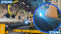 Ligne de soudage automatisée à tambour et à barre de râpe avec robots FANUC et AMR