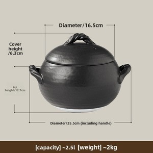 Marmite Japonaise Classique en Terre Cuite Résistante aux Hautes Températures pour <span class=keywords><strong>Riz</strong></span>, Soupes et Ragoûts, Noir Châtaigne - Product Image 6