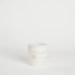 Minimalist White Onyx Cylindrical Stone Cups And Holder Honed Surface