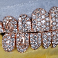 Grillz Hip Hop pour Hommes en Argent S925, Certifié par un tiers, avec Dents à Taille Brillante VVS, pour la troisième molaire