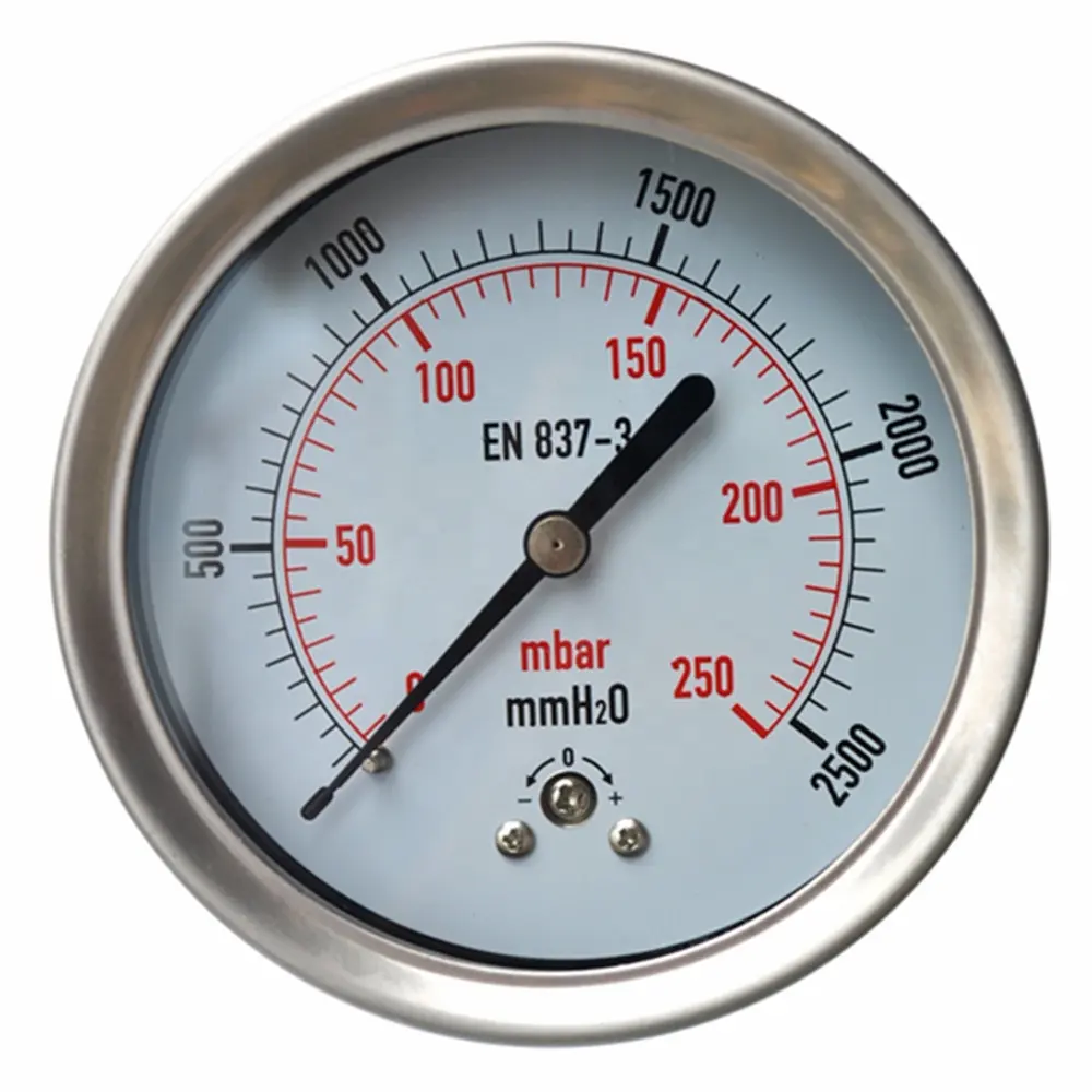Chinese wholesale new arrival stainless steel 0-50 mbar pressure gauge