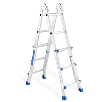 Échelles à marches en aluminium industrielles modernes, durables et sécuritaires, télescopiques, pliables, 4 sections, extension avec capacité de 300 livres