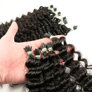 Raw double drawn i tips human hair extension European 100 virgin curly hair extensions 3c 3b 3a texture DHL FEDEX