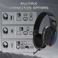 Casque de jeu ATTACK SHARK L90 pliable RGB ultra-léger, tri-mode, son stéréo dynamique 7.1, microphone à réduction de bruit, circum-auriculaire