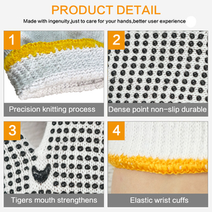 Guantes de Seguridad Industriales de Algodón con Puntos de PVC, Tejidos, para Trabajos de Construcción y Jardinería, Guantes para Manos para Comodidad y Protección GDNH - Product Image 3