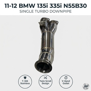 Tubería de Escape Individual Turbo de Acero Inoxidable T-304 Pulido con Salida en Y de Doble Espiral y Banda en V para <span class=keywords><strong>BMW</strong></span> <span class=keywords><strong>135i</strong></span> 335i N55B30 E82 E92 11-12 - Product Image 1