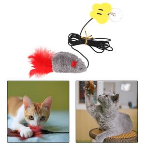 Giocattoli interattivi eco-friendly per animali domestici porta appeso in tessuto Mouse e gatto giocattolo con suono per gatti interni di colore grigio - Product Image 5