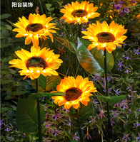 Support lumineux LED pour fleurs, décoration de jardin extérieur, tournesol artificiel LED avec tige de 70 cm, support lumineux LED 110v/220v
