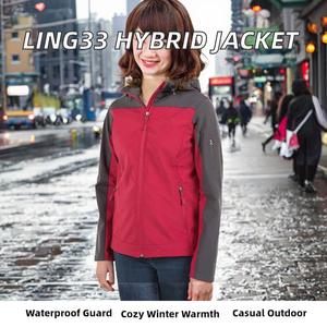 Chaqueta Acolchada Híbrida Casual de Invierno Ling33 con Cierre de Cremallera, Servicio OEM, para Hombre, Cómoda, de Poliéster, con Puños Redondos, Corte Regular - Product Image 2