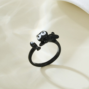 Cute Black Cat Cartoon <b>Adjustable</b> <b>Ring</b> For Women Fashion Jewelry Gift Index Finger <b>Ring</b> - Product Image 4
