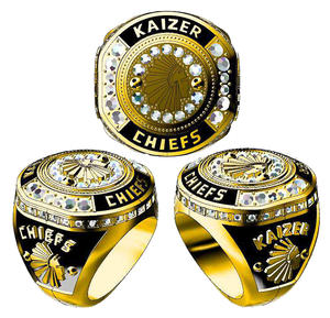 Bague de championnat de football Kaizer Chiefs personnalisée en alliage de zinc plaqué or, style classique, avec cristaux et strass, bijou unisexe, cadeau <span class=keywords><strong>OUBA</strong></span> - Product Image 1