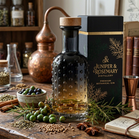 Op maat gemaakte kleurlogo 400ml ronde fles van superflintglas met geprägte verpakking, lege fles voor sterke drank, whisky, gin, groothandel