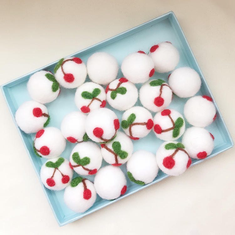 Wool Felt Christmas Cherry Ball Crafts Animal Accessories Children's Hair Accessories Brooch Clothing Shoe Hat Decoration