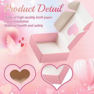 Cajas de Galletas con Forma de Corazón para el Día de San Valentín, Cajas para Regalos de Panadería con Ventana Transparente en Forma de Corazón, Cajas Pequeñas Rosadas para Regalos - Product Image 3