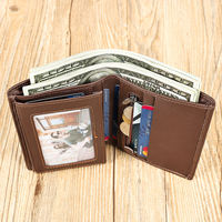 Portefeuille fin vintage minimaliste en cuir véritable imperméable avec blocage RFID, porte-cartes, porte-monnaie pour homme