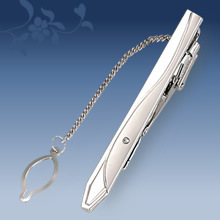 Pinces à cravate en argent de haute qualité hommes avec chaîne barrettes de mariage métal pour hommes accessoires - Product Image 2