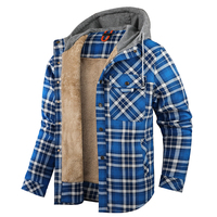TONGYANG taille américaine hommes flanelle chemise veste avec capuche Plaid matelassé doublé hiver manteaux épais à capuche vêtements d'extérieur homme polaire chemises