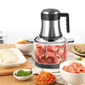 Picadora de carne eléctrica de 3L, 110V, de acero inoxidable, procesador de alimentos multifuncional con picadora de ajo para uso en la cocina. - Product Image 2