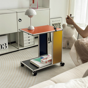 Mesa Auxiliar HWUSM <span class=keywords><strong>Haller</strong></span> con Bloques de Color, Mesa Auxiliar Modular de Metal, Diseño Bicolor Personalizado para Sala de Estar y Dormitorio - Product Image 2
