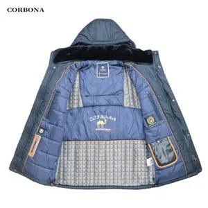 CORBONA Fur Collar Men Coat Oversized Temperature Visualization Heavy Vintage Business Casual Korean Style Male Parka