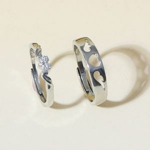 Wholesale Fashion Fine Jewelry Sterling <b>Silver</b> Couple Matched <b>Rings</b> CZ Diamond <b>Ring</b> Engagement <b>Adjustable</b> <b>Rings</b> for Women - Product Image 2
