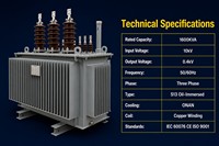 Transformateur de puissance immergé dans l'huile à enroulement en cuivre entièrement scellé S13 1600 kVA 10 kV/0,4 kV triphasé à économie d'énergie IEC 60076 CE